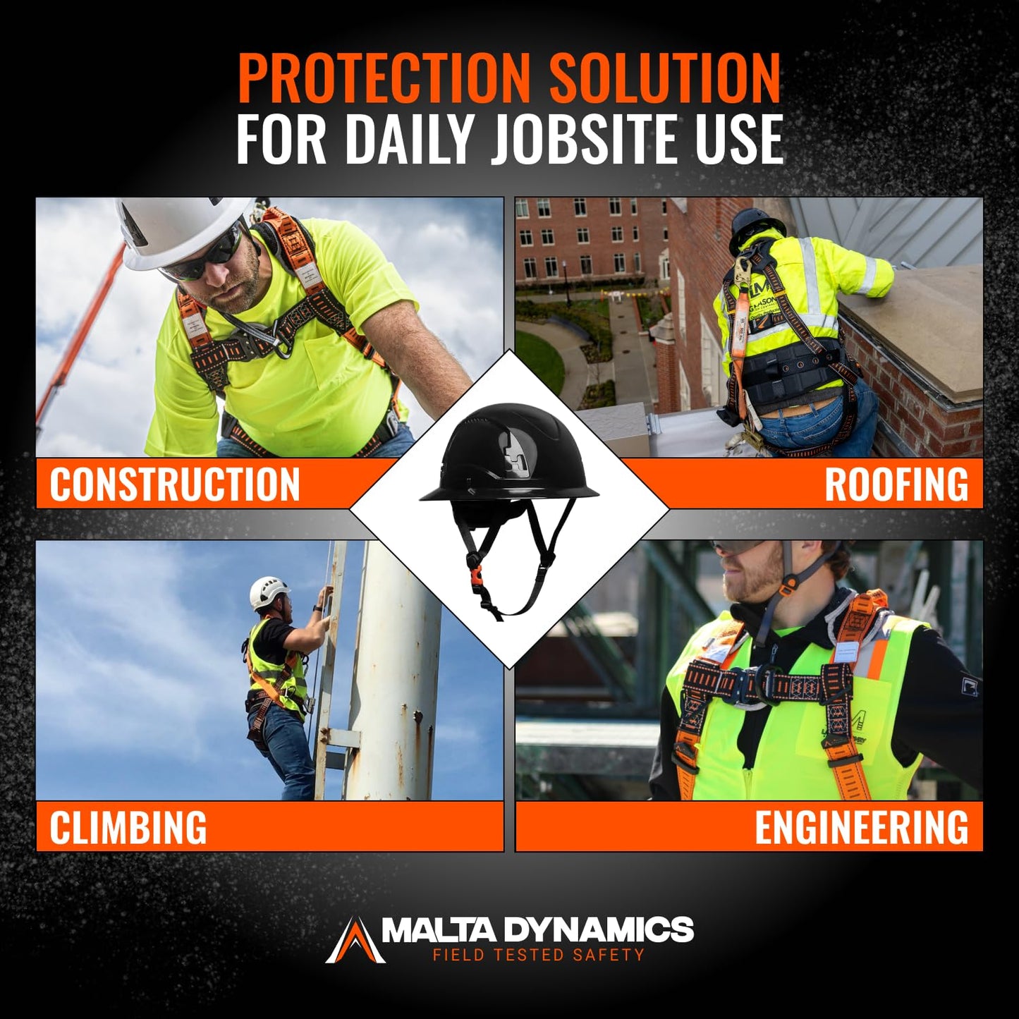 Malta Dynamics Razorback Elite MAXX - Safety Harness and Fall Protection Kit with Sewn in Lumbar Support Belt and Built-in Rescue Handles for Fall Arrest, OSHA & ANSI Compliant (Small-Medium)