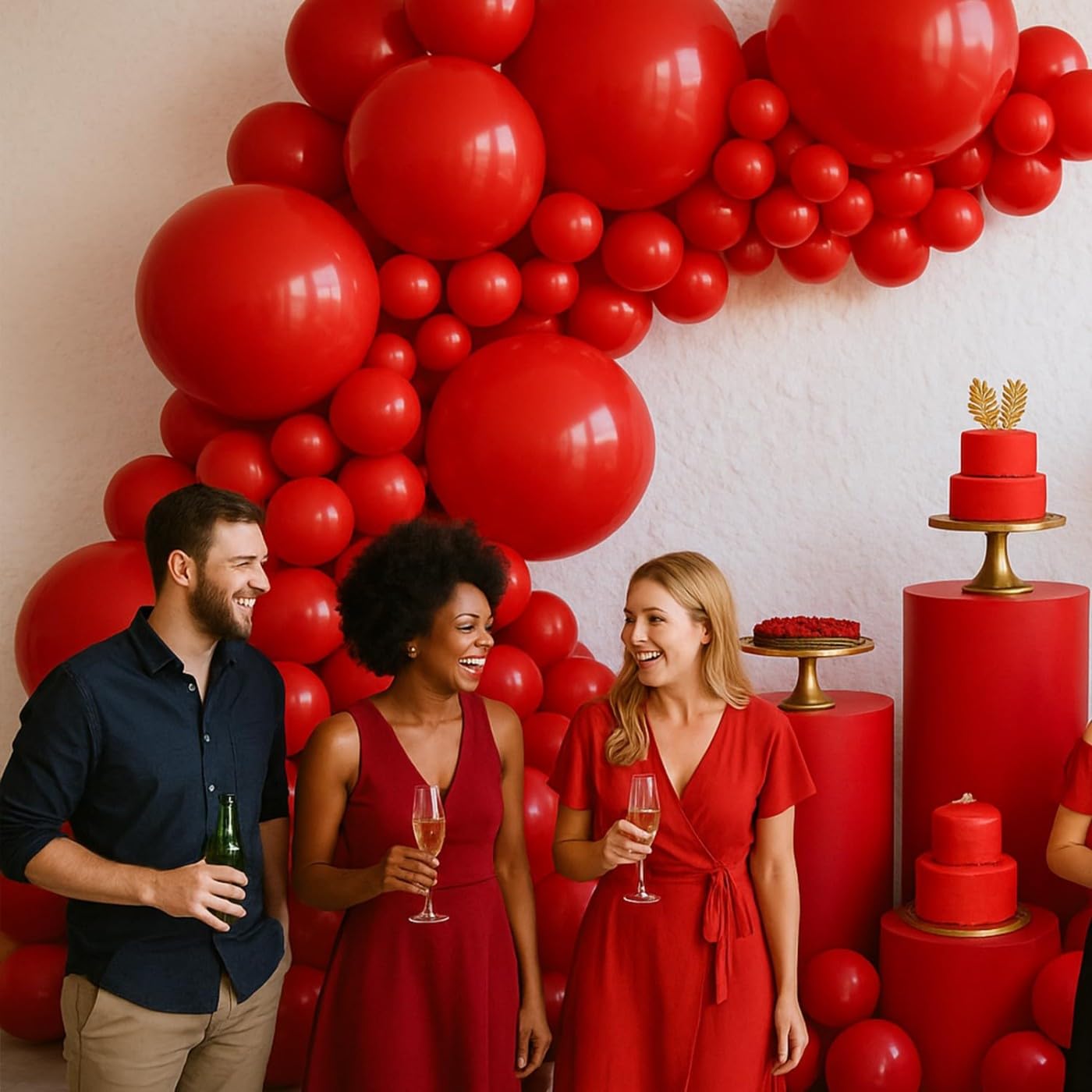 PartySoon 147 Pcs Red Balloons Arch Kit Red Balloon Different Sizes for Valentine's Decorations Birthday Party Gender Reveal Baby Shower Wedding Anniversary Bridal Decorations