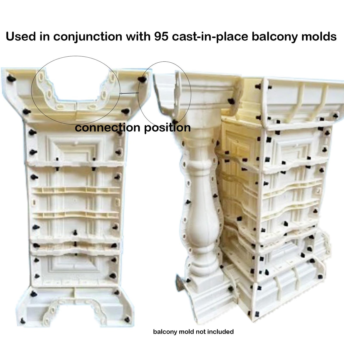 Cement Cast-in-Place Mold for Balcony Railing, Roman Column Spacing Railing Mold for Engineering or Garden (95CM)