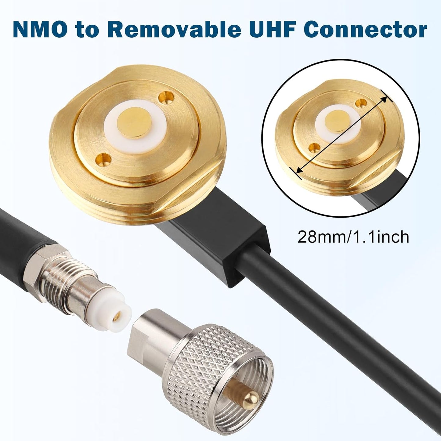 Cable,18FT RG58 PL259 MOOKEERF NMO Antenna Low Loss Coaxial CB Antenna Cable Extension with NMO and Removable UHF Male