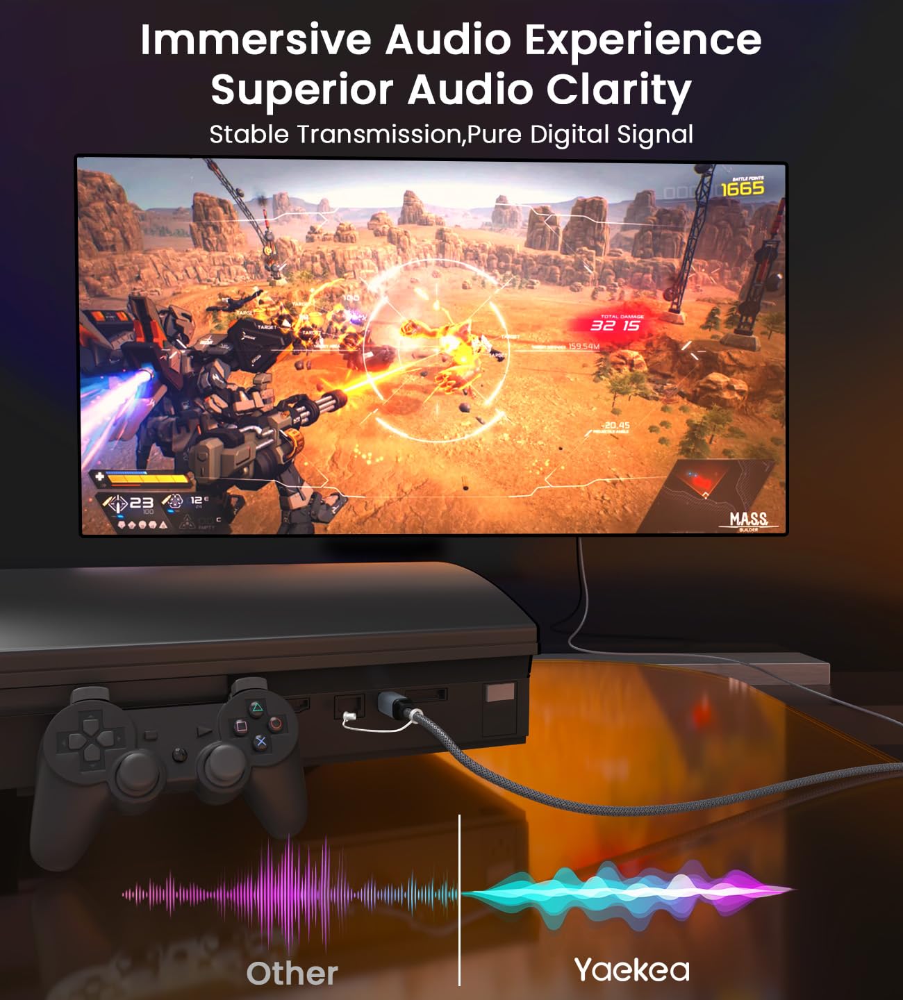 5FT-Toslink One/PS4, Optical Audio Cable Compatible with Soundbar, Stereo Systems, Home Cinema, Xbox TV, Amplifier