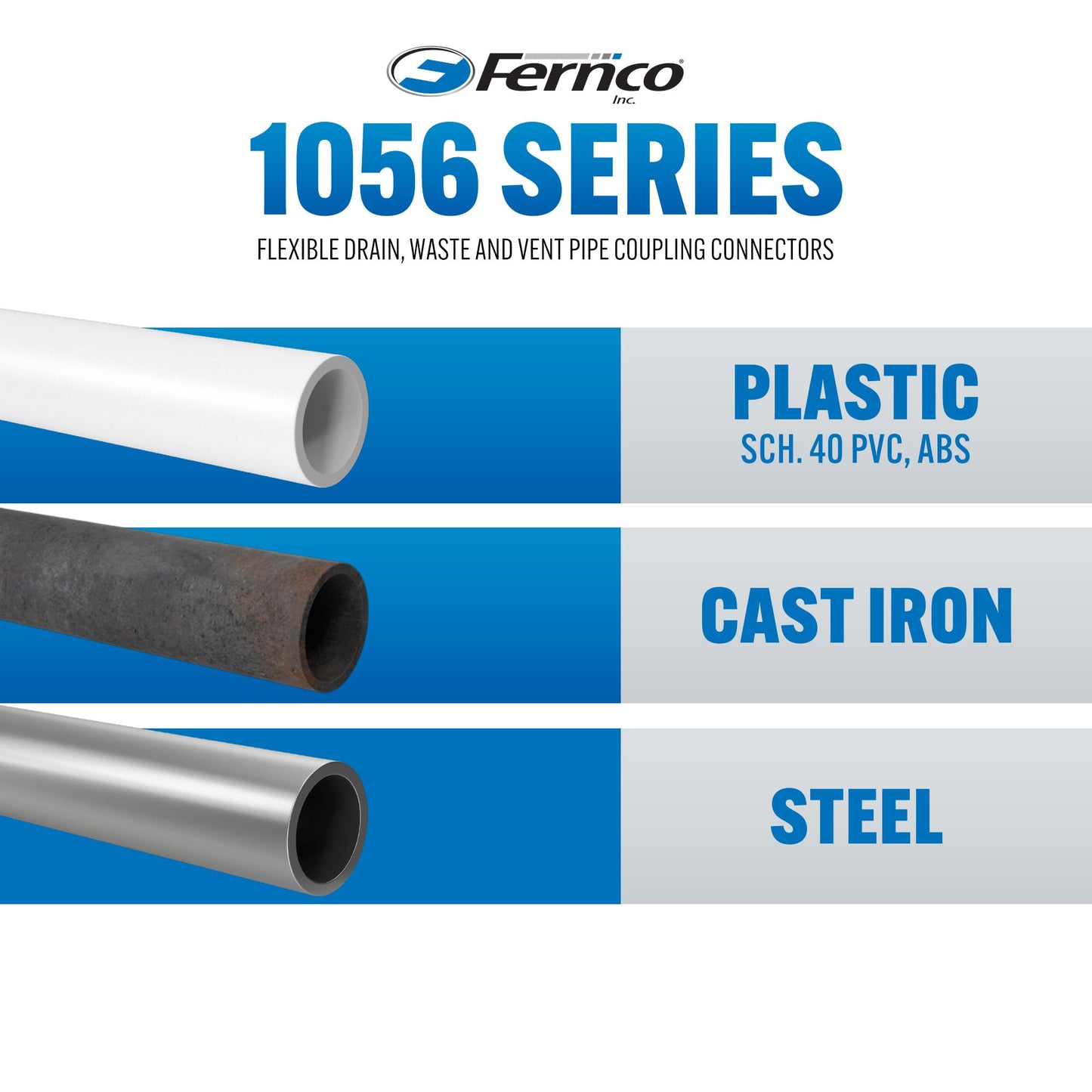 Fernco 1056-64RC Shielded PVC Pipe Coupling for Cast Iron, Plastic or Steel to Cast Iron, Plastic or Steel Plumbing Connections
