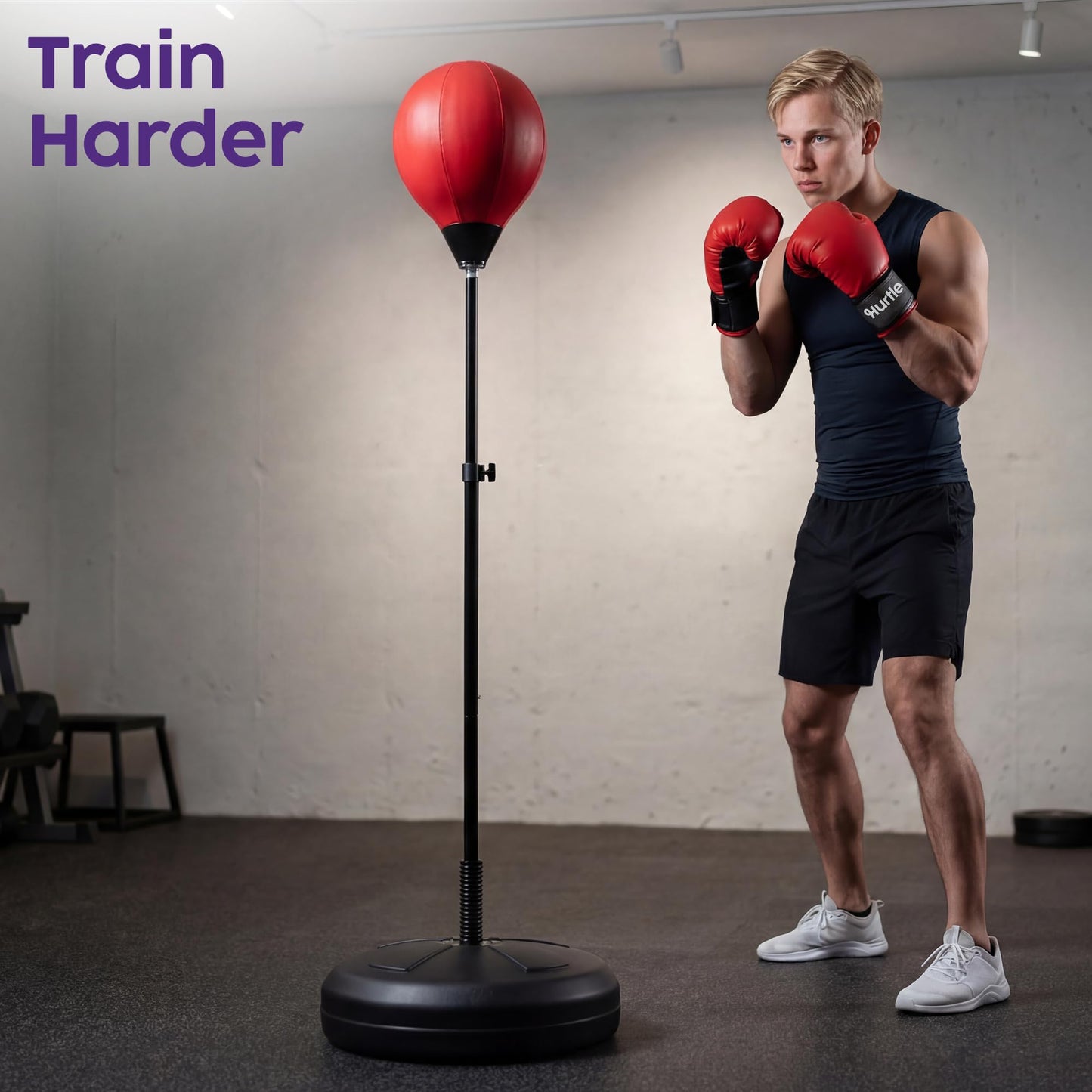 Punching Bag with Stand for Adults and Teens, Adjustable Boxing Bag with Permium Gloves, Freestanding Reflex Bag Training Equipment for Home Workout Fitness and Stress Relief