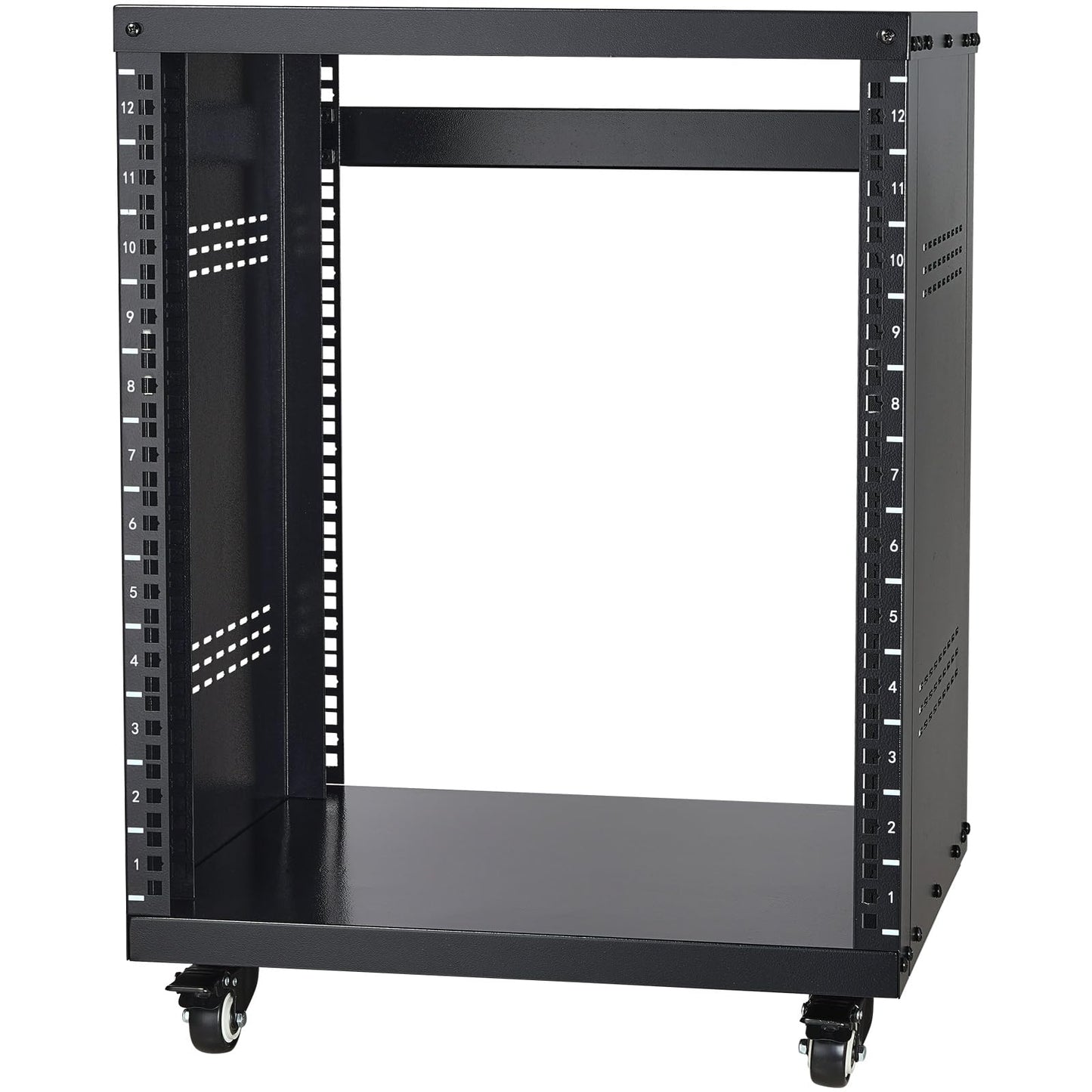VEVOR 12U AV Rack Stand with Caster Wheels, Component Rack Cabinet Recording Studio Racks, Removable Side Panels, Universal Network Server Case, Special Vents for 19'' Audio Video Rack Mounting