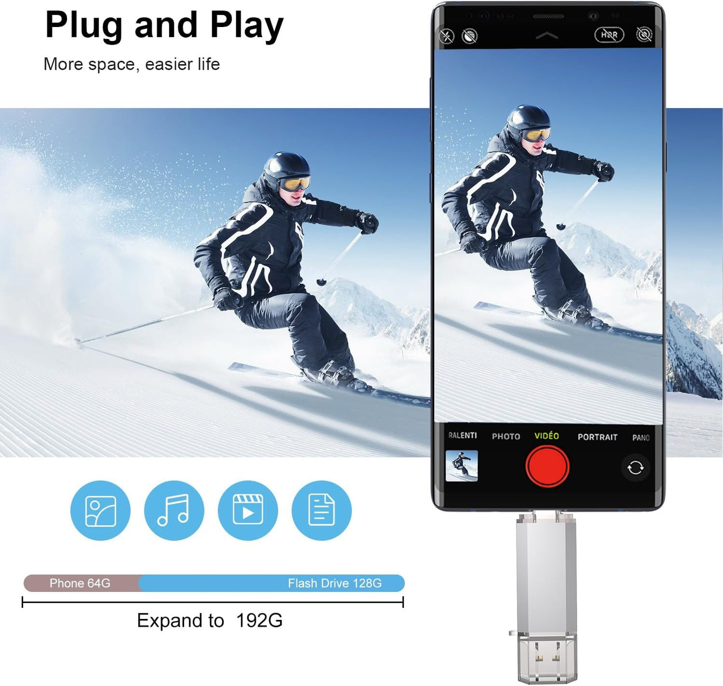 RAOYI 128GB 2 1 3.0 USB C Flash Drive, in USB Type C Dual OTG Metal Thumb Drive Jump Drive Memory Stick with Keychain