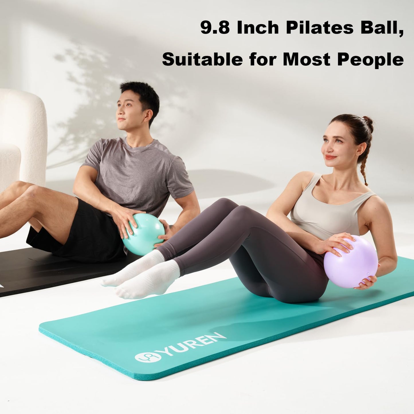 RYTMAT Small Pilates Ball 9.8 Inch Slip Resistant Exercise Ball for Home Gym Yoga, Fitness, Physical Therapy, Stretching & Core Strength Workout - Green