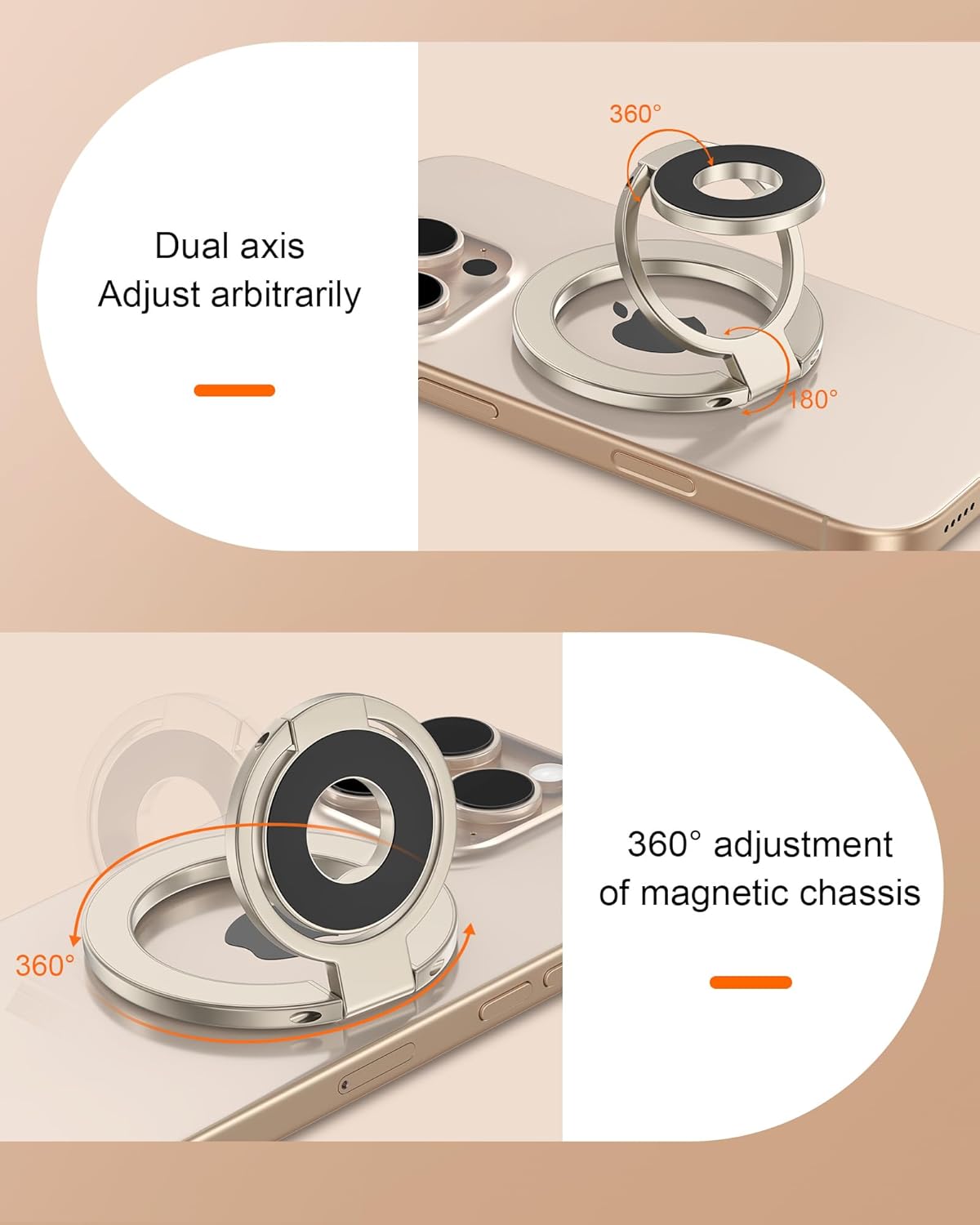 AILKIN 17e, Portable Magnetic Phone Ring Stand, Dual-Side Phone Grip Holder for iPhone Samsung, Foldable Kickstand