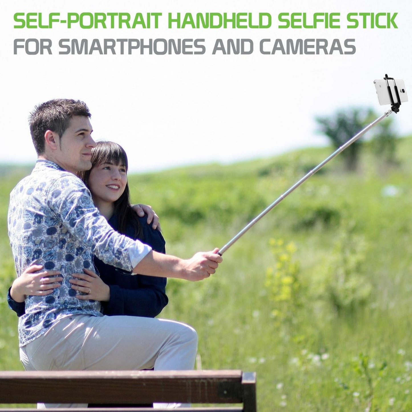 Cellet Selfie Stick Extendable Adjustable, for All Smartphones iPhones, Samsung Galaxy, Google Pixel, Go Pro