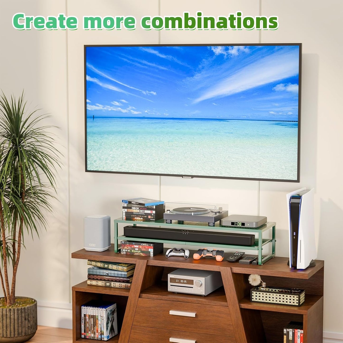 2 2 32"x10" Simple Trending Tier Metal Dual Monitor Stand Riser, Computer Office Desktop Organizer for Monitors