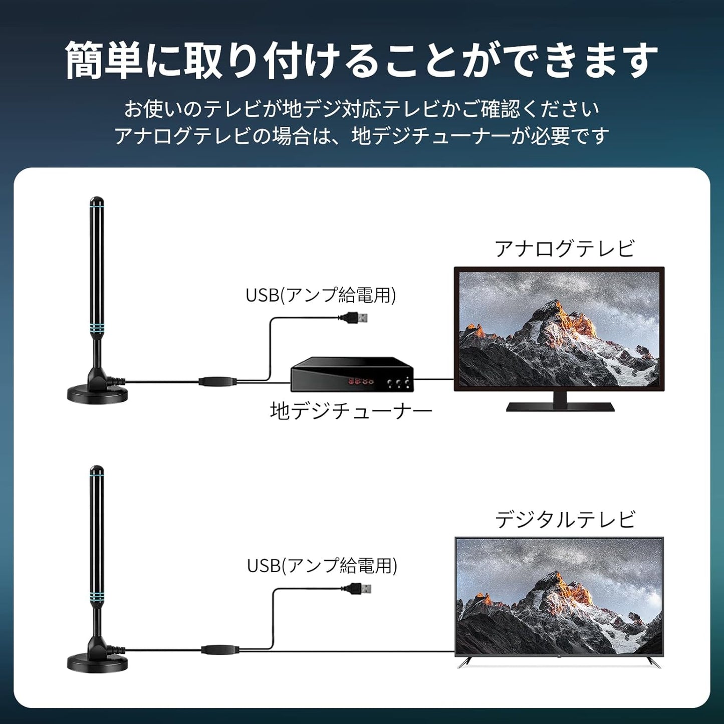 Misswowo Indoor & Outdoor TV Antenna for Smart TV, Full Aluminum Alloy Body, May Help Receive More Local Channels