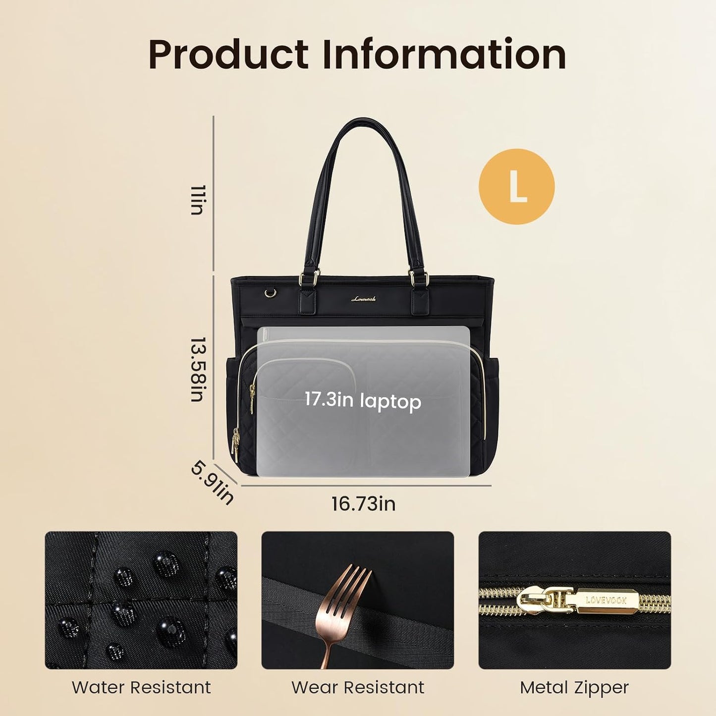 LOVEVOOK 17.3 Inch Tote Bag, Work Bags for Women with Large Cup Holder, Large Capacity Teacher Tote with Multi Pockets