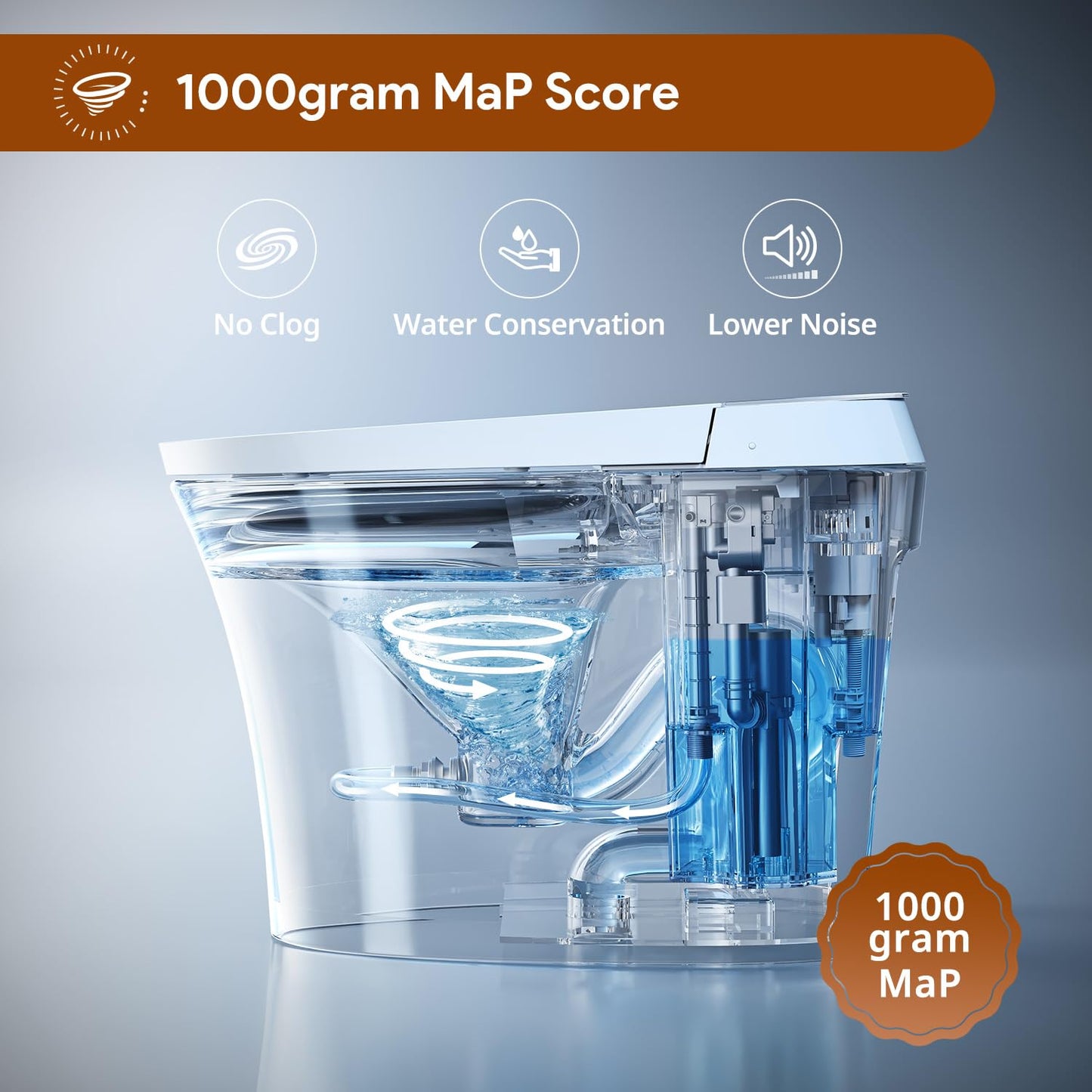 Uncle Brown Smart Toilet UBST12U, Luxury Bidet Toilet with Hygienic Water Cleanse & PlasmaClean Technology, Powerful 1000g MaP Flush Score, ADA Height, Auto Lid, Foam Shield, Safe Comfort