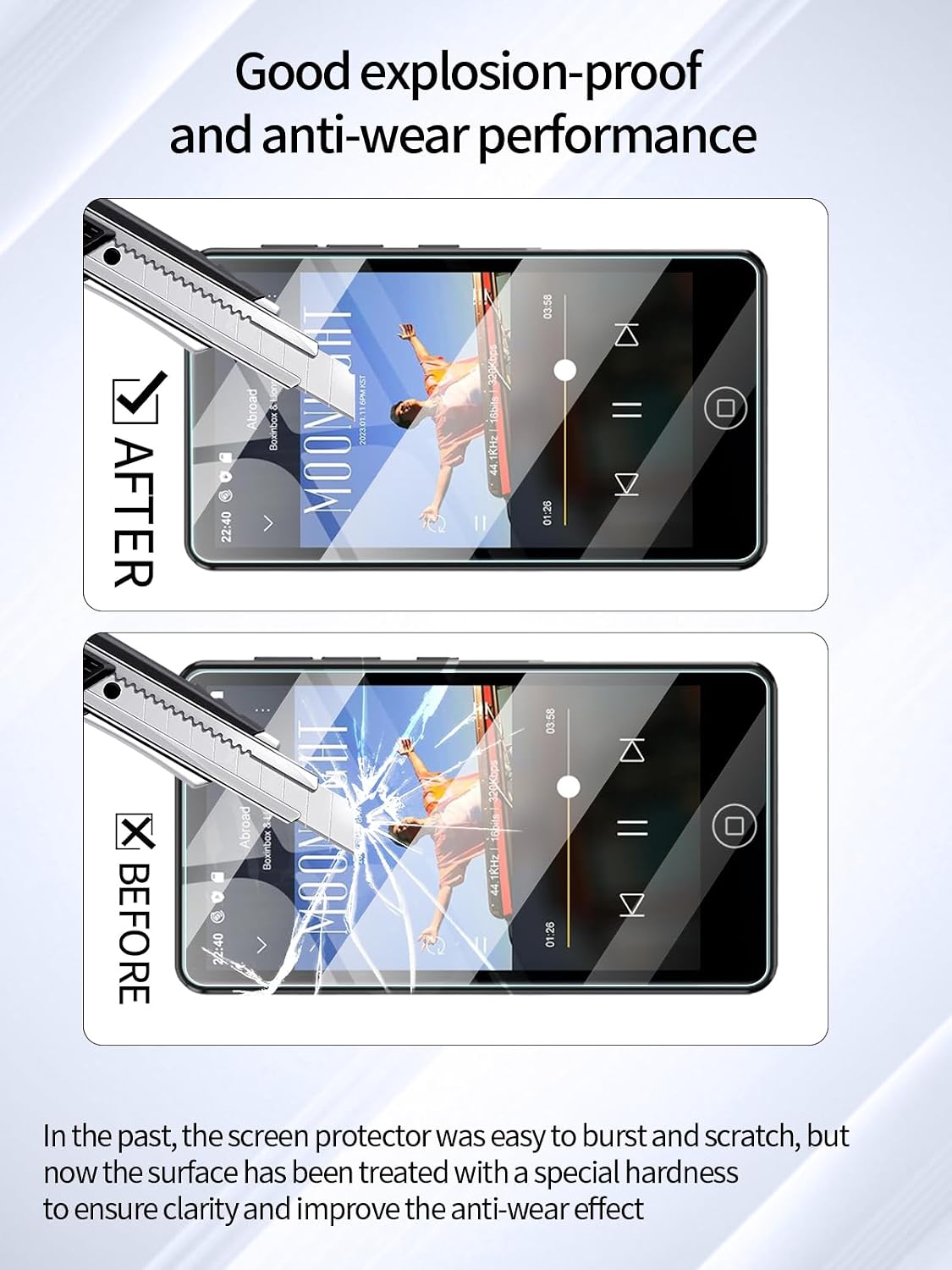 UYRUREL M302 4.02 Inches MP3 3 Pack Screen Protector for AGXOV Touchscreen Player, High-definition Scratch Resistant
