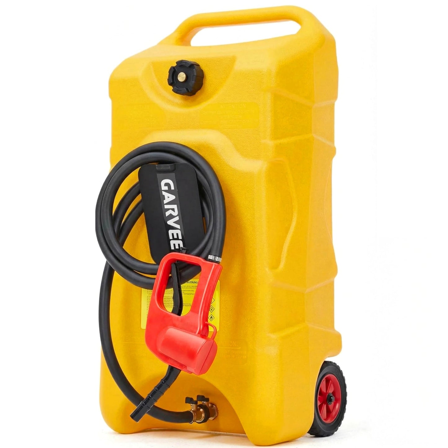 Garvee 16 Gallon Gas Can, Fuel Tank Container with LE Fluid Transfer Manual 10 FT Siphon Pump, Portable Diesel Gas Storage Caddy w/Wheels for Car, ATV, Weeder, Boat, Tractor,Snow Blower,Generator