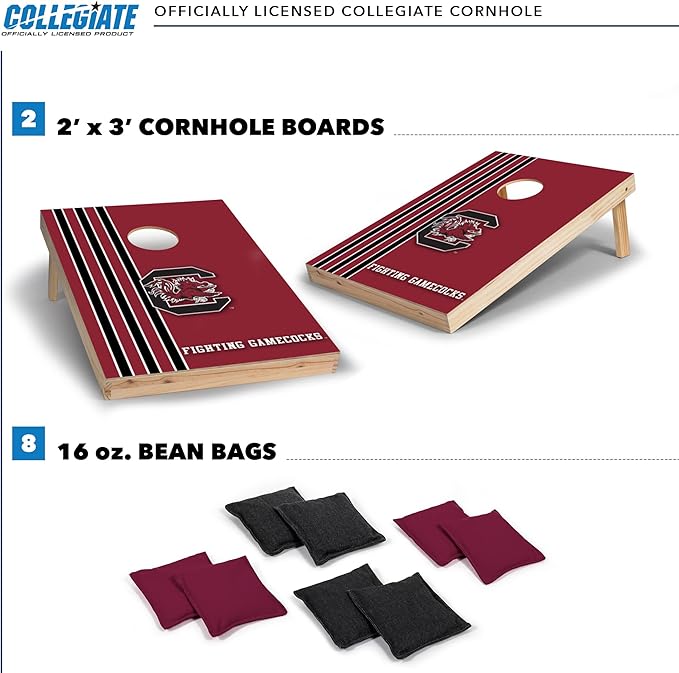 2' x 3' Solid Wood Cornhole Set with Direct Print HD Team Graphics – Great Gift for Any NCAA Fan! Bean Bag Toss Family Outdoor Games