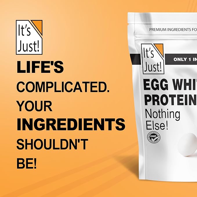 It's Just! - Egg White Protein Powder, Made in USA from Cage-Free Eggs, Dried Egg Whites (Unflavored, 8oz)