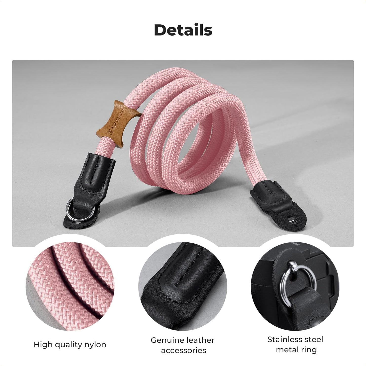Strap,100cm K&F CONCEPT Camera Neck Nylon Rope Camera Shoulder Strap with O-ring for DSLR Camera