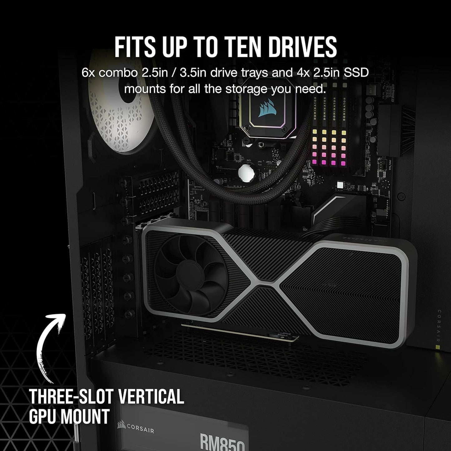 CORSAIR 7000D Airflow Full-Tower ATX PC Case – High-Airflow Front Panel – Spacious Interior – Easy Cable Management – 3X 140mm AirGuide Fans with PWM Repeater Included – Black