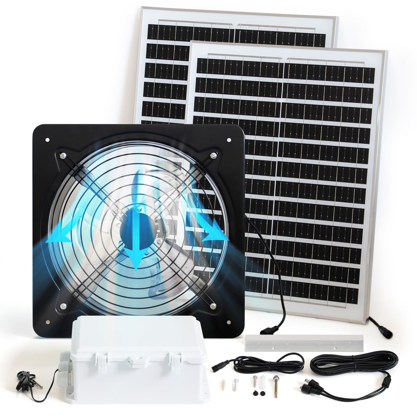 TXL 40W Solar Fan with Thermostat, Solar Gable Vent Fan, 1800 CFM, Precision Temperature Control, Continuous Cooling Without Light, Ideal for Roof Vents, Attics, Greenhouses, Sheds, and Chicken Coops