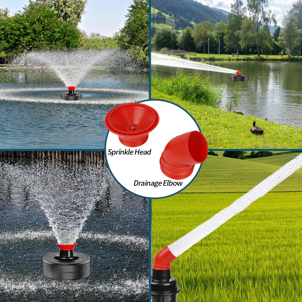 Large Energy-Efficient 1HP Pond Aerator with Automatic 5-Color Changing LED Lighting – 15000 GPH 750W Floating Fountain Pump for Ponds & Lakes, Includes 100ft Cable & Timer Controller