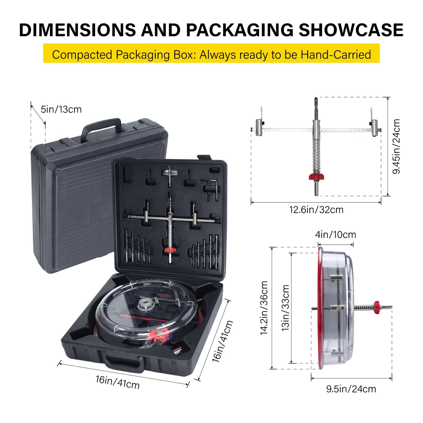 Toolly Adjustable Hole Saw Cutter Kit 1-5/8" to 11-13/16" (40-300mm) Holes Twin Blade Recessed Hole Saw with ABS Dust Shield for Making recessed Lights, Speaker Holes or Ventilation