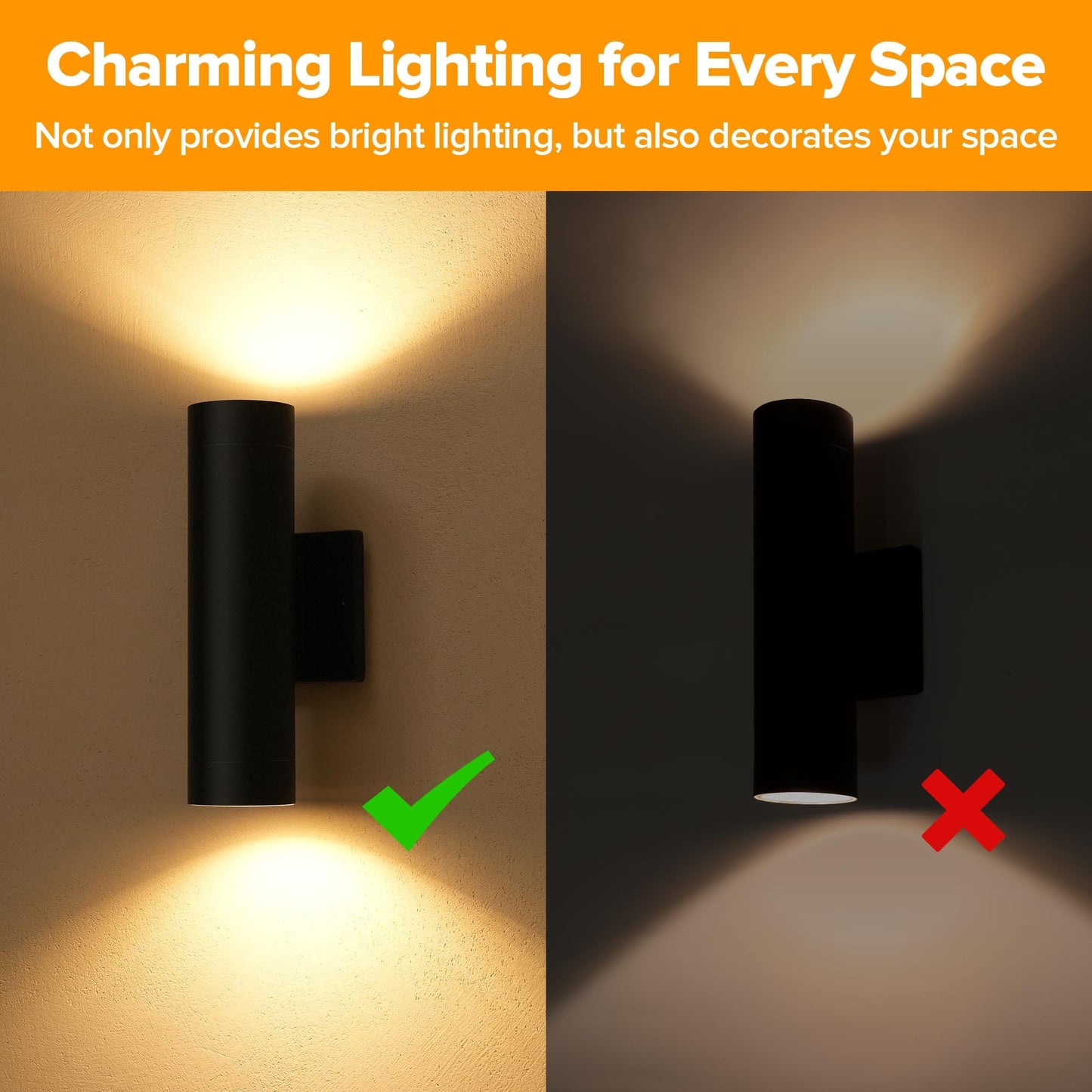 LUTEC Outdoor Wall Lights, 16W LED Up-Down Sconce, 3000K Waterproof, Black, Model 5500306012, 2 Pack