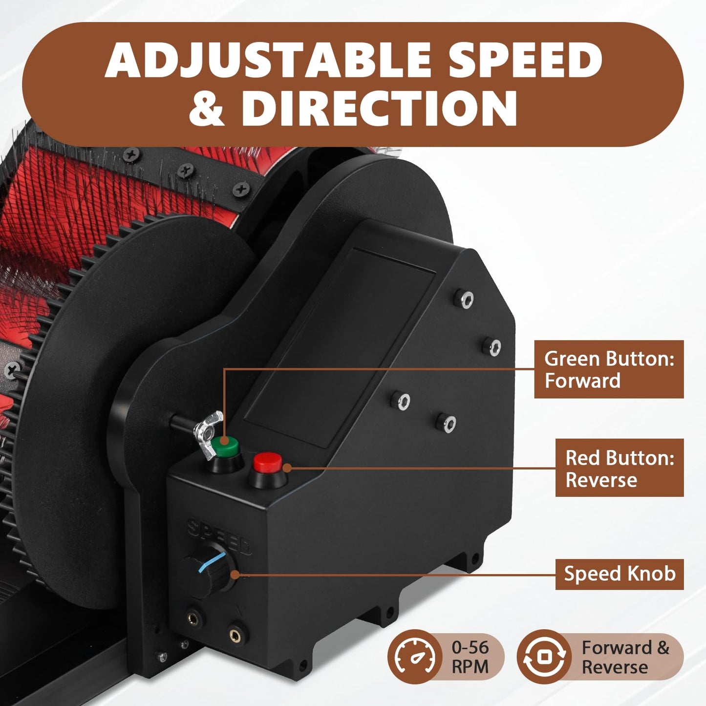 Consfly Electric Wool Drum Carder Wool Carding Machine w/Brush, Awl & 2 Foot Switches, 0-56 RPM Fiber Combing Machine for Blending Mixing