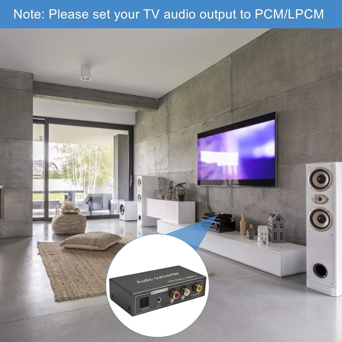 192KHz 3.5 mm Multi Function Audio Converter, Tohilkel HDMI ARC or Toslink (Optical,SPDIF) or Coaxial to Jack Stereo
