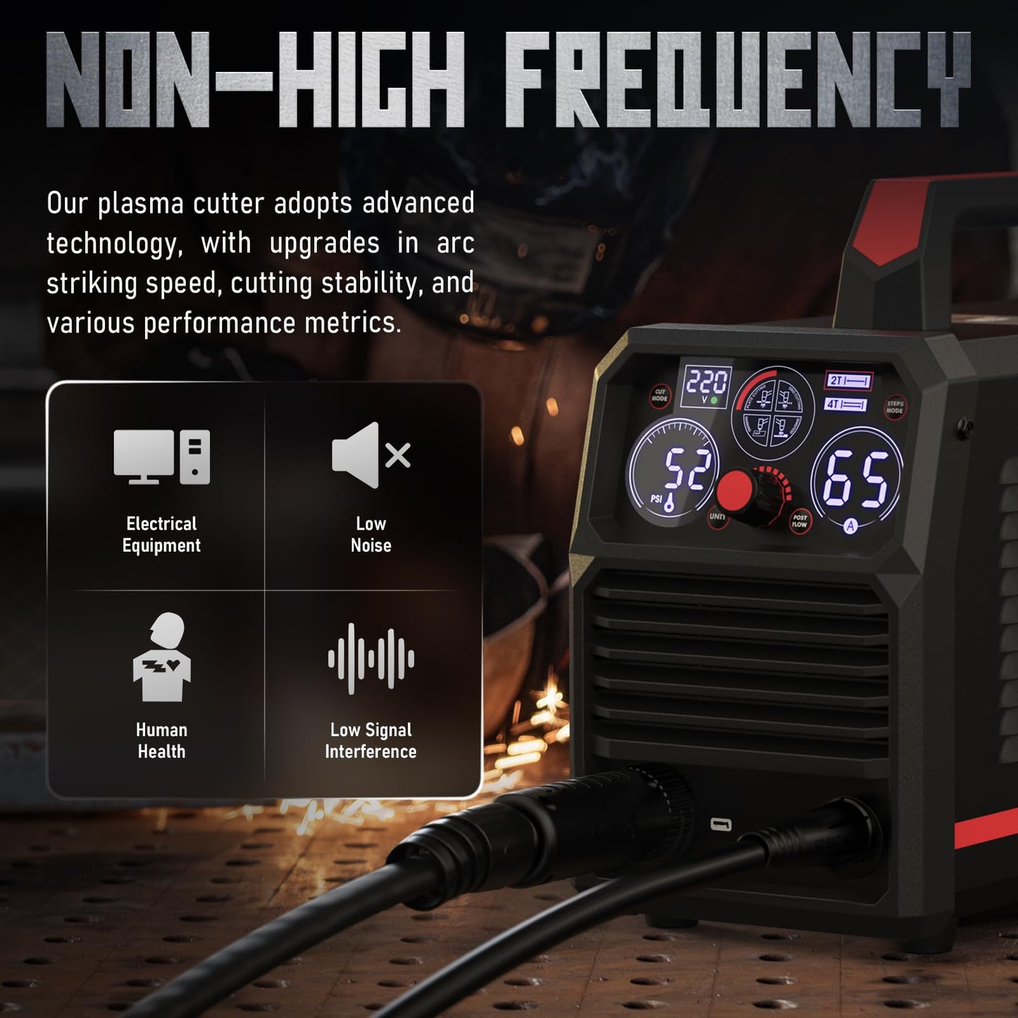 YESWELDER CUT-65DS PLUS Plasma Cutter, 65Amp 110V/220V Non-High Frequency Non-Touch Pilot Arc 4-In-1 Plate Cutting/Grid Cutting/Gouging/Marking Multifunctional Plasma Cutting Machine