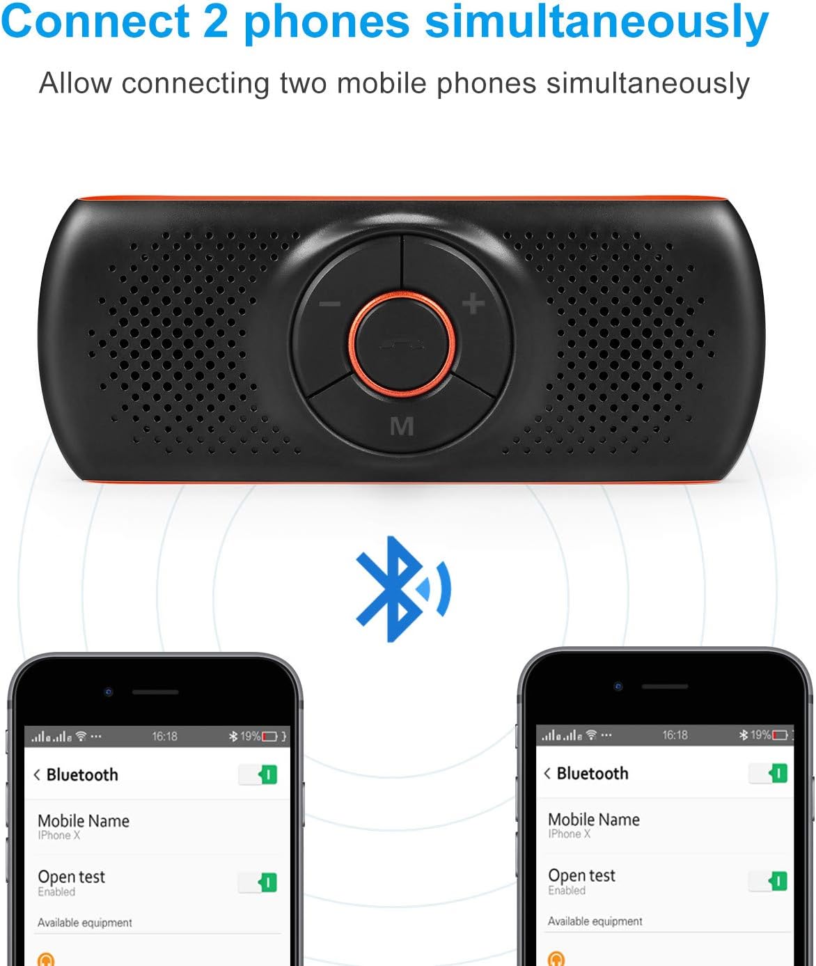 TIANSHILI Command Bluetooth Visor Clip Car Speaker, Wireless Handsfree Speakerphones, Stereo Sound Enhanced