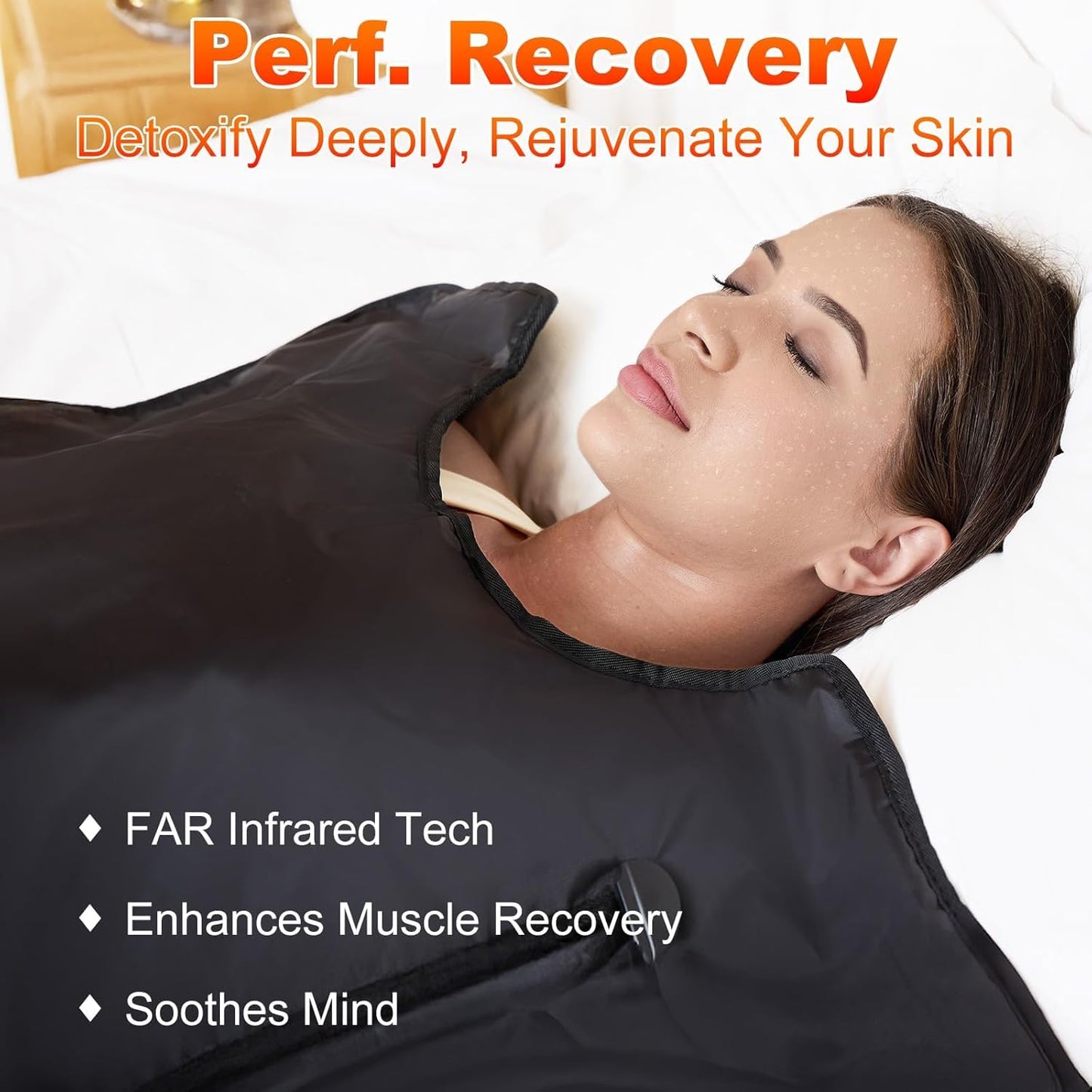 yamxun Infrared Sauna Blanket for Home: Portable Full Body Detox Wrap with Deep Heat Relaxation - Adjustable 86-176°F Far Infrared Therapy 20-60 Min Timer Waterproof Foldable Design 71 x 31.5 Inch