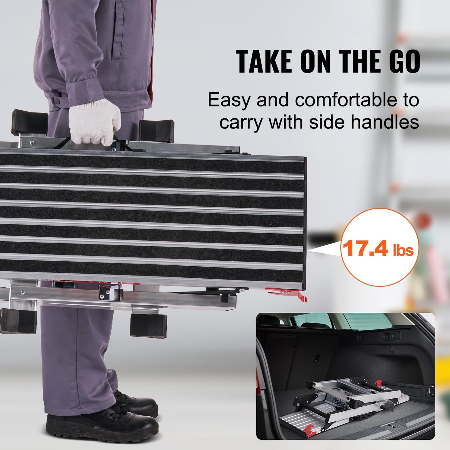 VEVOR Folding Work Platform, 40"×12"×20" Aluminum Drywall Stool Ladder, 660 lbs Load Capacity Heavy Duty Work Bench w/Non-Slip Feet, Ideal for Washing Vehicles, Cleaning, Painting, Decorating