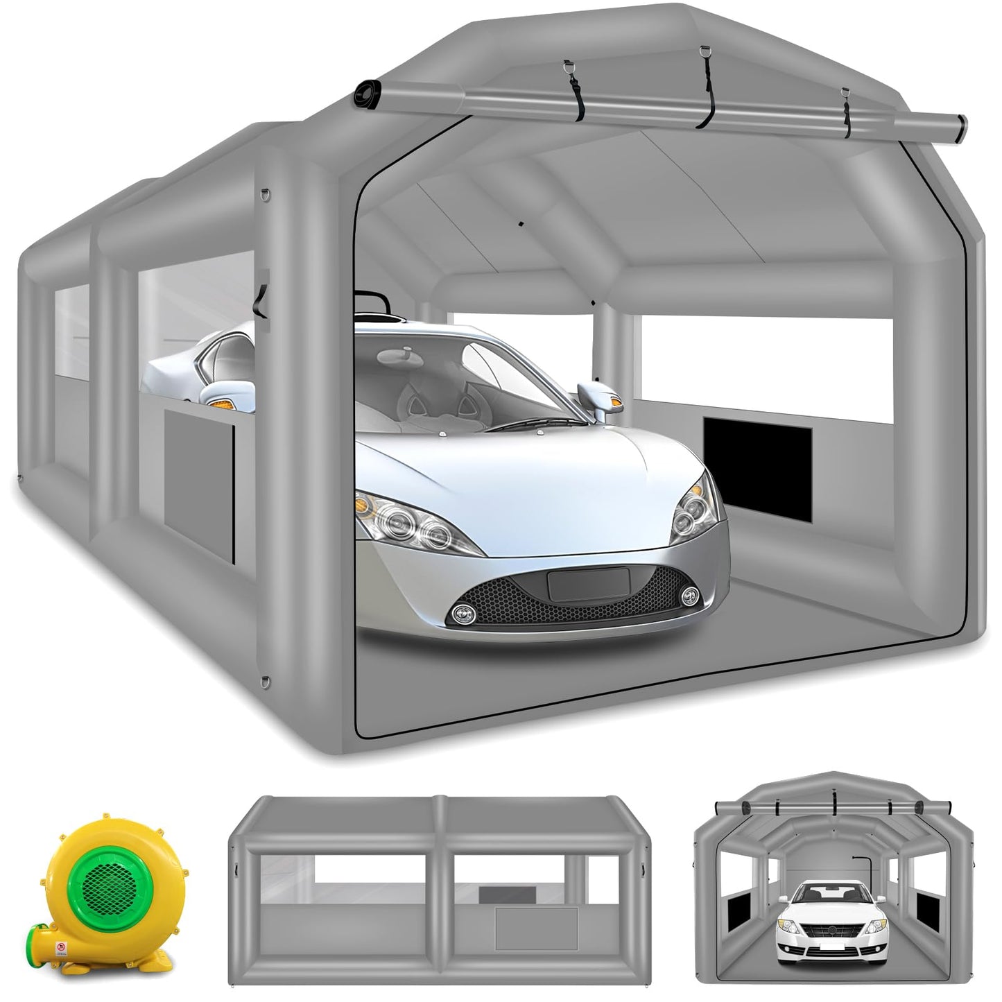 GZKYYLEGS Inflatable Paint Booth, 20X13.5X9.7Ft Spray Paint Booth, High Powerful 1100W Blower Inflatable Spray Booth with Air Filter System for Car Parking Tent Workstation