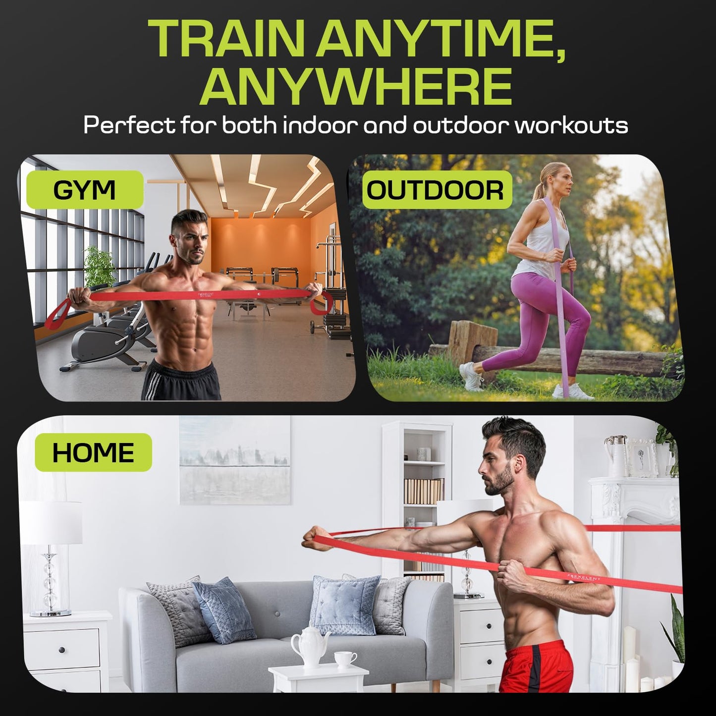 Long Fabric Resistance Bands – 5 Strength Levels from Extra Light to Extra Heavy, Thick Fabric Resistance Bands for Exercise, Legs, Glutes, Hips, Stretching with Storage Bag – Multicolor