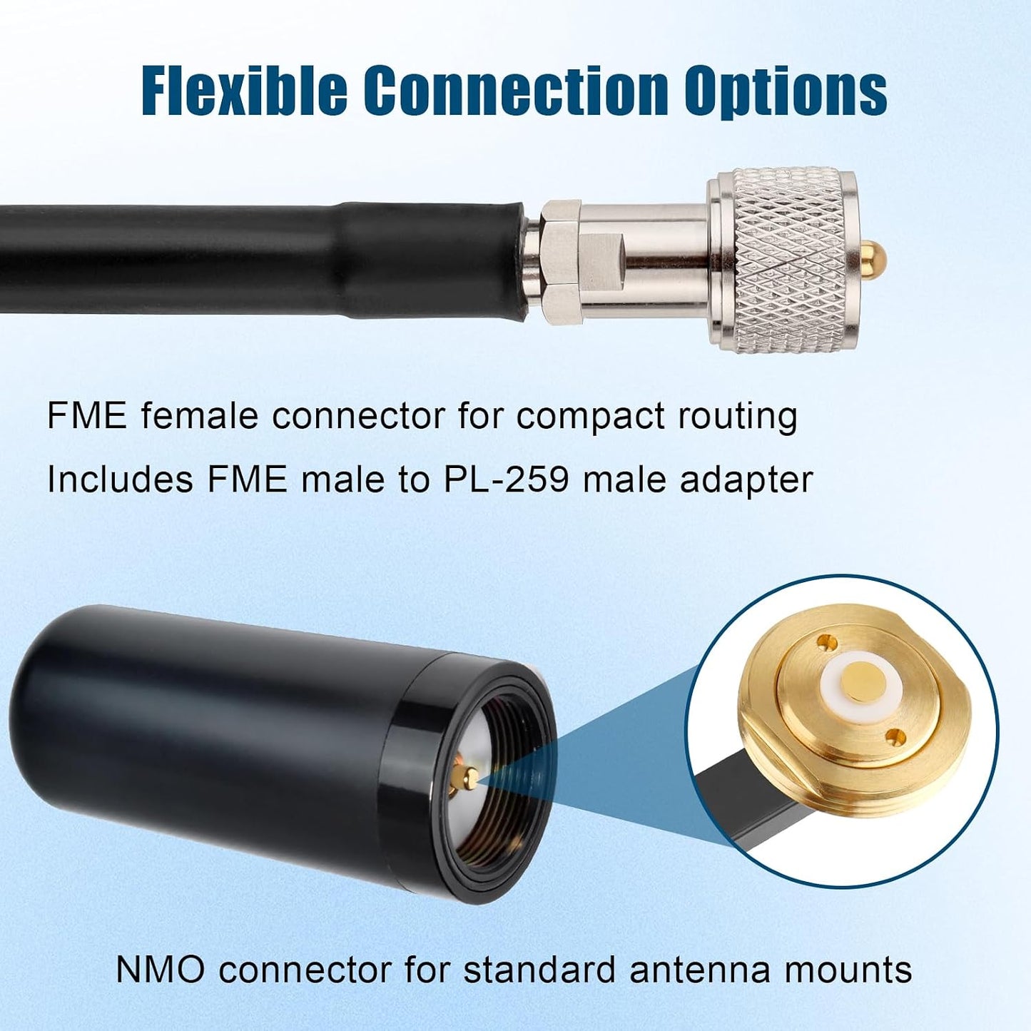 10FT PL-259 RG58 XRDS -RF NMO to FME Female Antenna Coaxial Cable with (UHF Male) Adapter, Low Loss Coax Cable