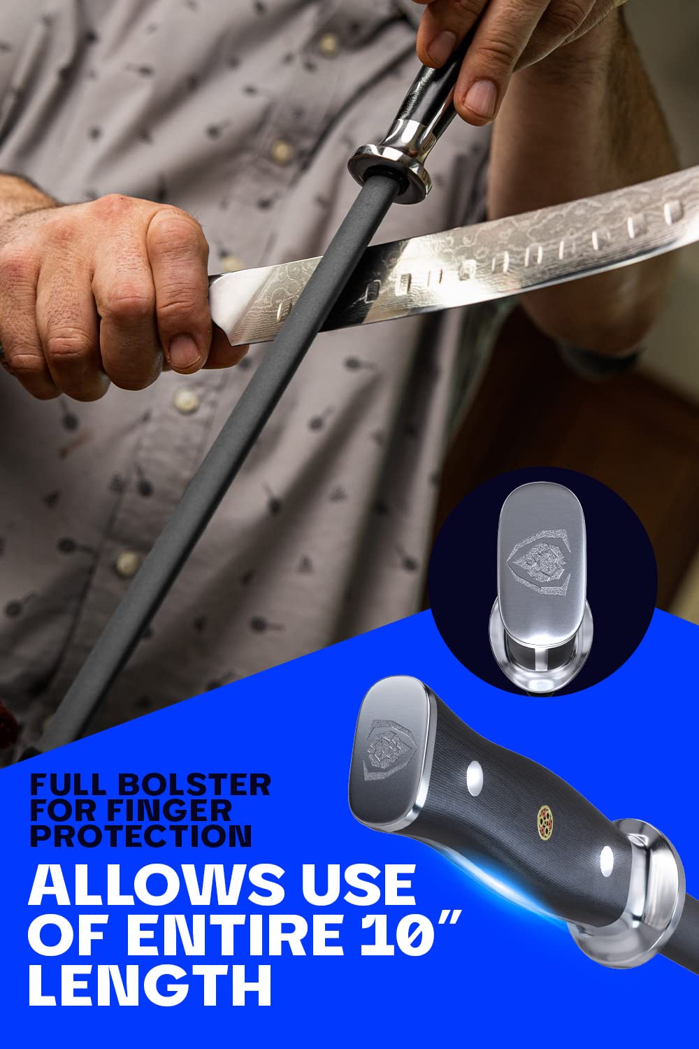 Dalstrong Honing Rod - 10 inch - G10 Handle - Stainless Steel Core - Scratch-Free Ceramic Coating - Kitchen Knife Sharpener Chef Knife Polish - Professional Honing Steel - Sharpening Rod