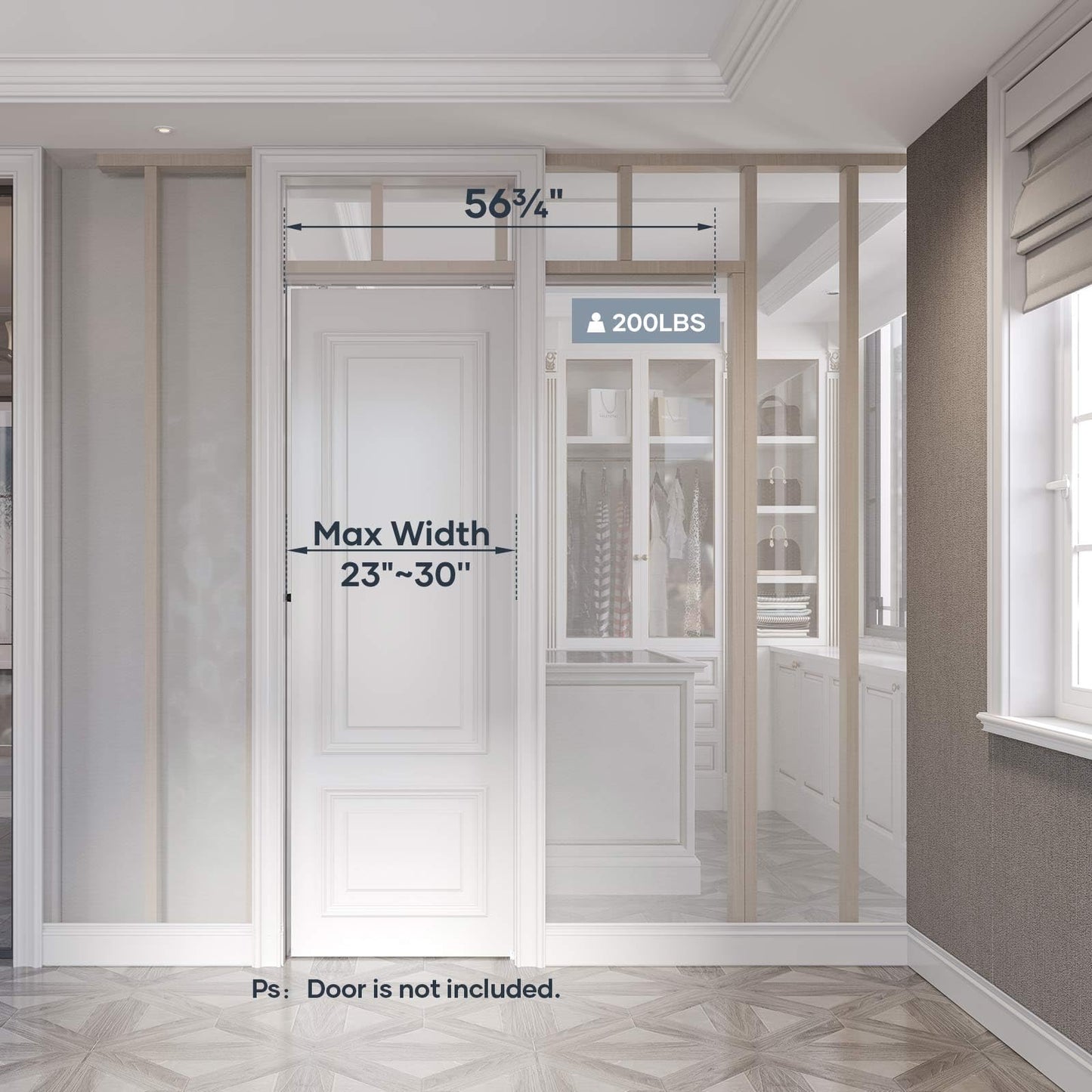 FINOSEN 5FT Commercial Grade Sliding Pocket Door Hardware Track Kit,Top Mount,Heavy Duty,Smoothly and Quite,Easy to Install,Aluminum(Door is not Included)