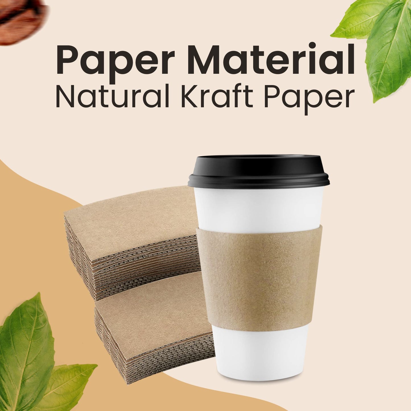 Homelance Coffee Sleeves 900 Pcs – Corrugated Brown Kraft Paper Cups Sleeves Fit 12oz, 16oz, 20oz, 22oz & 24oz Cups – Recyclable & Disposable – Perfect for Hot Drink in Cafes & Offices (Pack of 900)