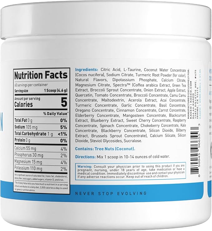 Kaged Hydration Electrolytes Powder | Lemon Lime | Hydra-Charge Sports Drink Mix | Pre, Post, Intra Workout | Low Carb, Vegan, Gluten Free | Supplements for Men & Women | 60 Servings