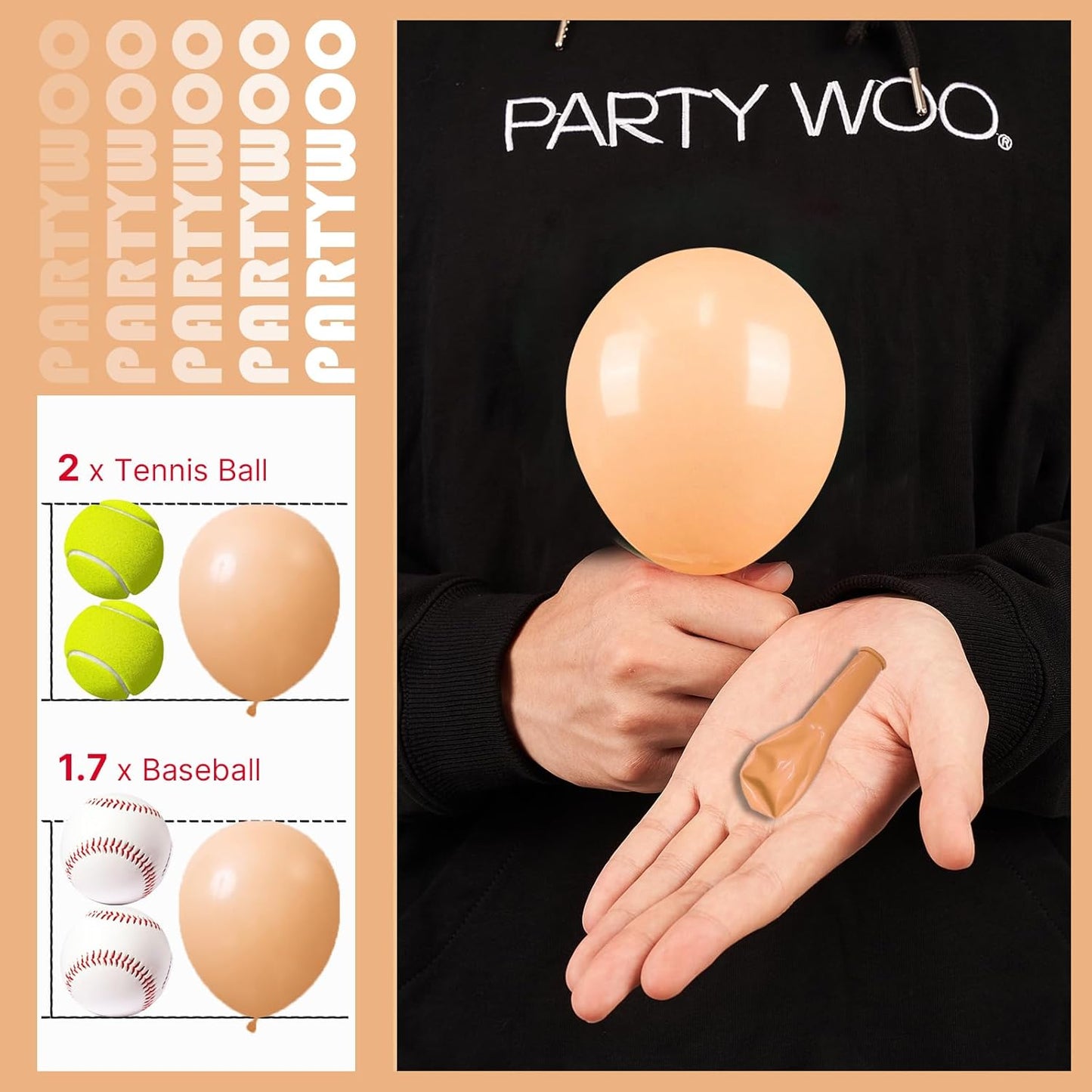 PartyWoo 5-Inch Nude Balloons - 100pcs Apricot Latex for Jungle Safari & Boho Themed Celebrations