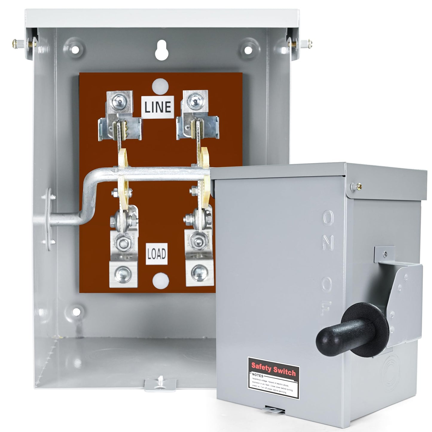 100-Amp, 2 Pole 120V/240V General Safety Switch, Non-Fused AC Disconnect Switch Box, Outdoor&Indoor, NEMA-3R Enclosure, Anti Corrosion and Rust Prevention with Ground Kit (100A)