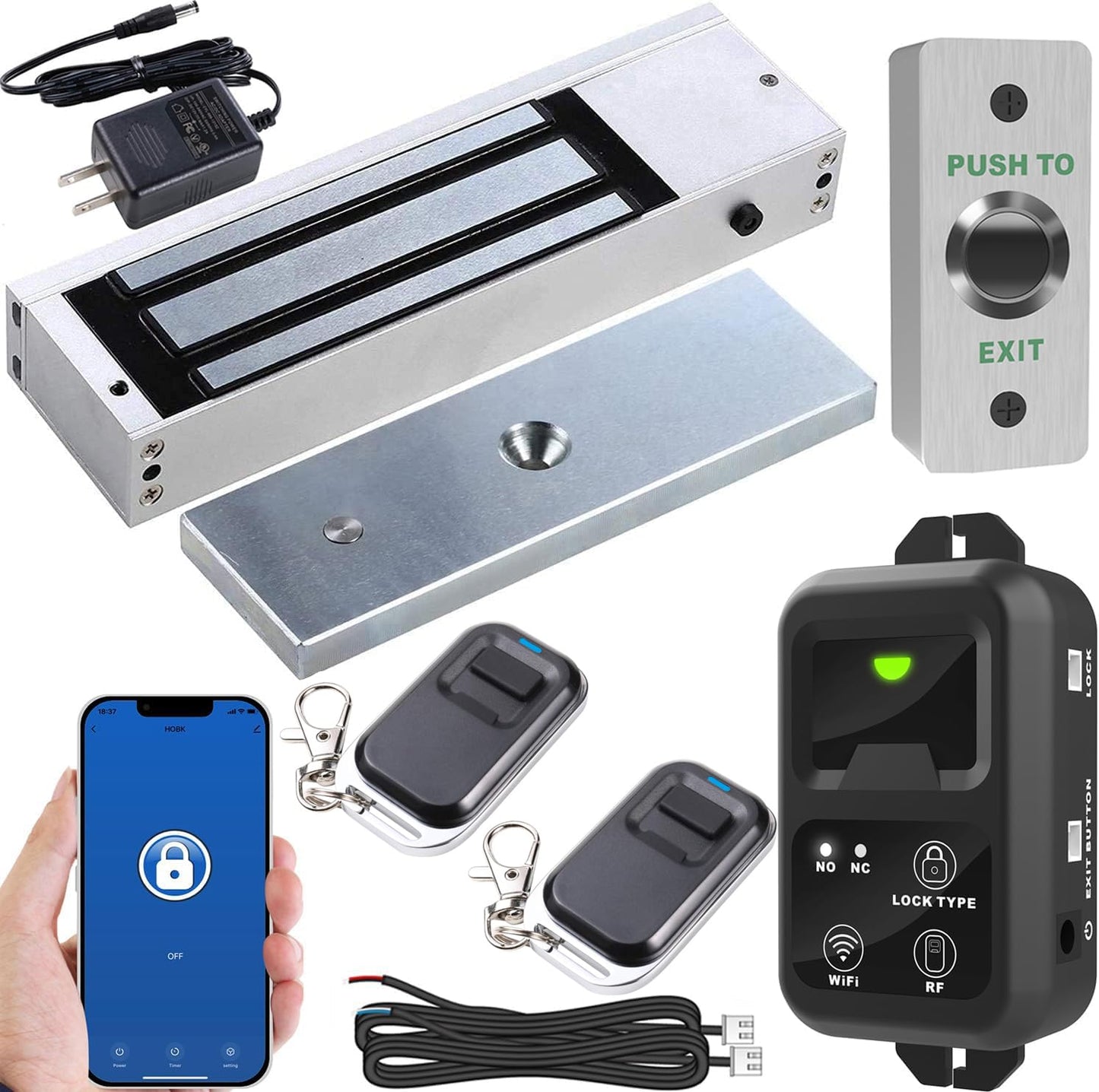 UHPPOTE 2.4GHz WiFi Remote Access Control System 1200lb Electric Magnetic Door Lock Kit with Smartphone app Access