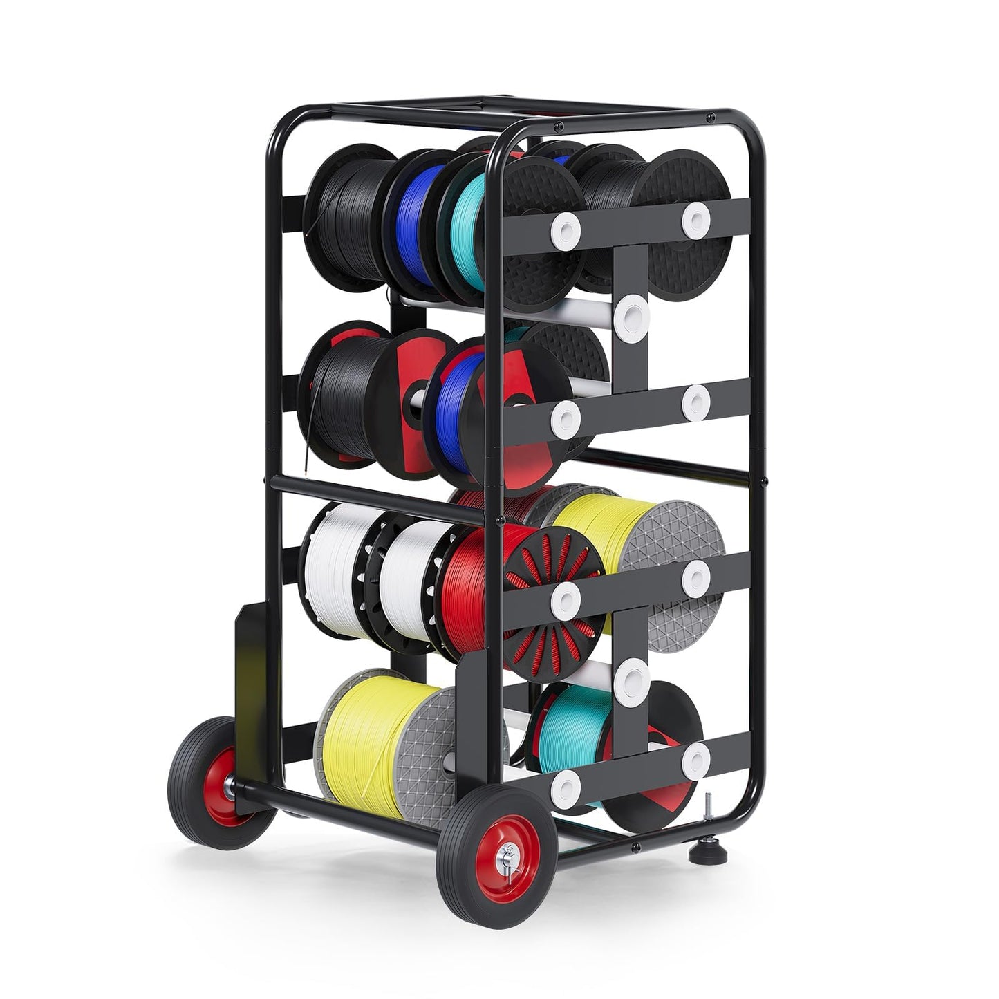 Gelacie Wire Spool Holder Cart, Portable Wire Rack Dispenser with Wheel, 10 Rods, 15X17X31" Display & Storage for Electrical Industrial & Retail Use