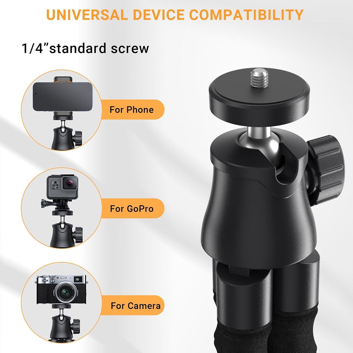 LenTok 360 Flexible Phone Tripod with Zoom Wireless Remote for iPhone Video Recording, Mini Octopus Camera Stand