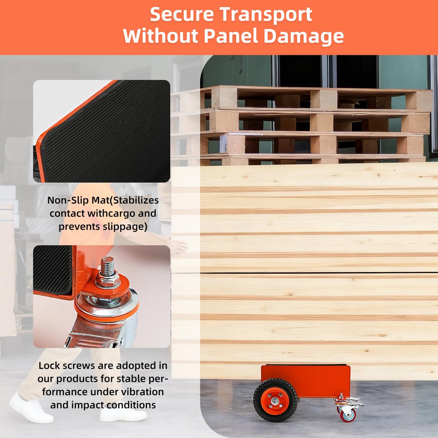 Heavy Duty Panel Dolly with Brake, 1200LBS Capacity 4 Wheel Slab Dolly Drywall Mover with 8 Inch Pneumatic Wheels Panel Cart, Sturdy Steel Construction for Drywall, Plywood, Sheet Goods Transport ASIN
