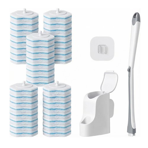 Disposable Toilet Brush with 40 Toilet Wand Refills, Wall Mounted Toilet Brush and Holder Set, Toilet Bowl Brush for Bathroom Toilet Sink Cleaning