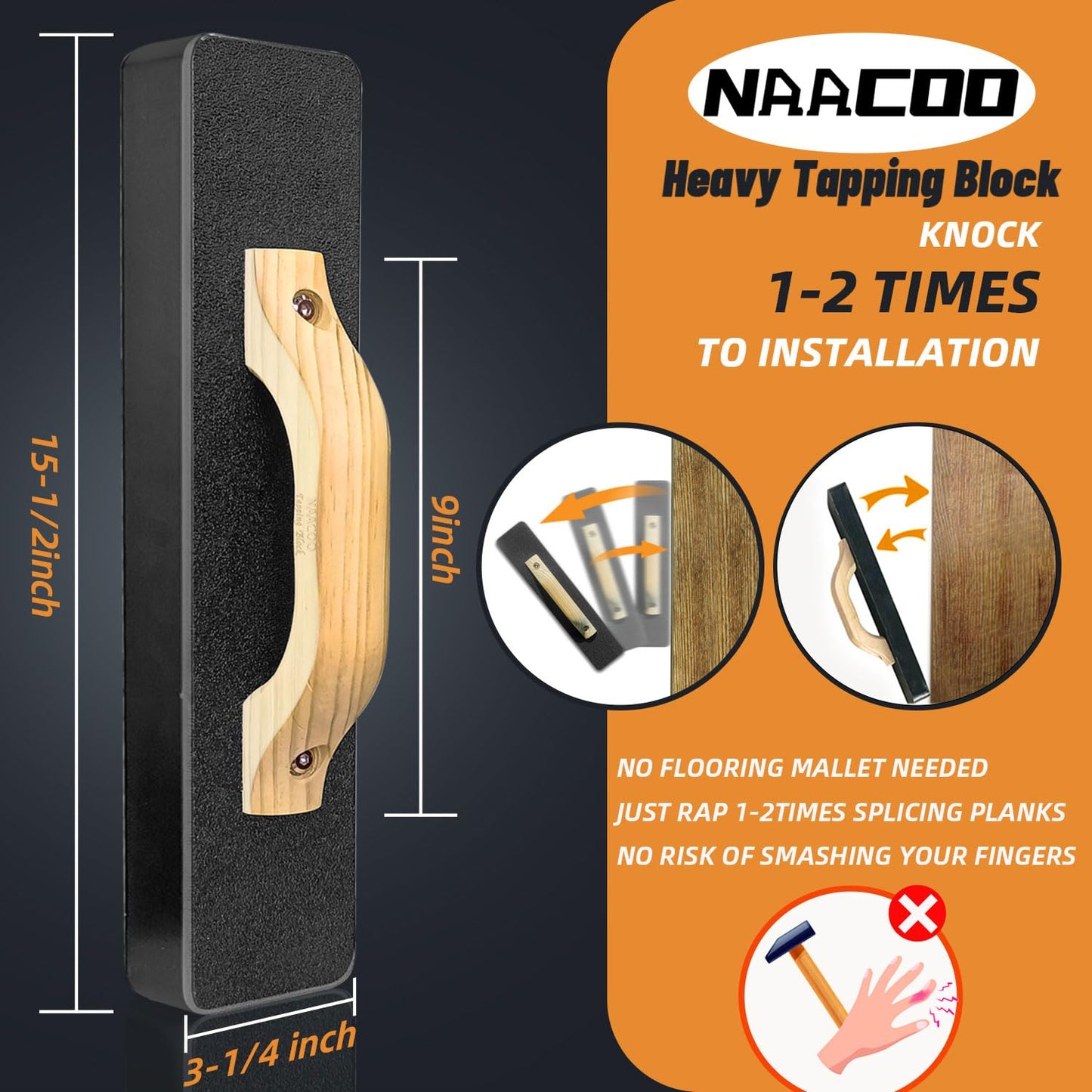 NAACOO Laminate Flooring Tools,Vinyl Flooring Tools, Heavy Tapping Block, Heavy Pull Bar, 10”Contour Gauge, 20pc Upgrade Flooring Spacers, Rubber Mallet - Professional 5 in 1 Flooring Installation Kit