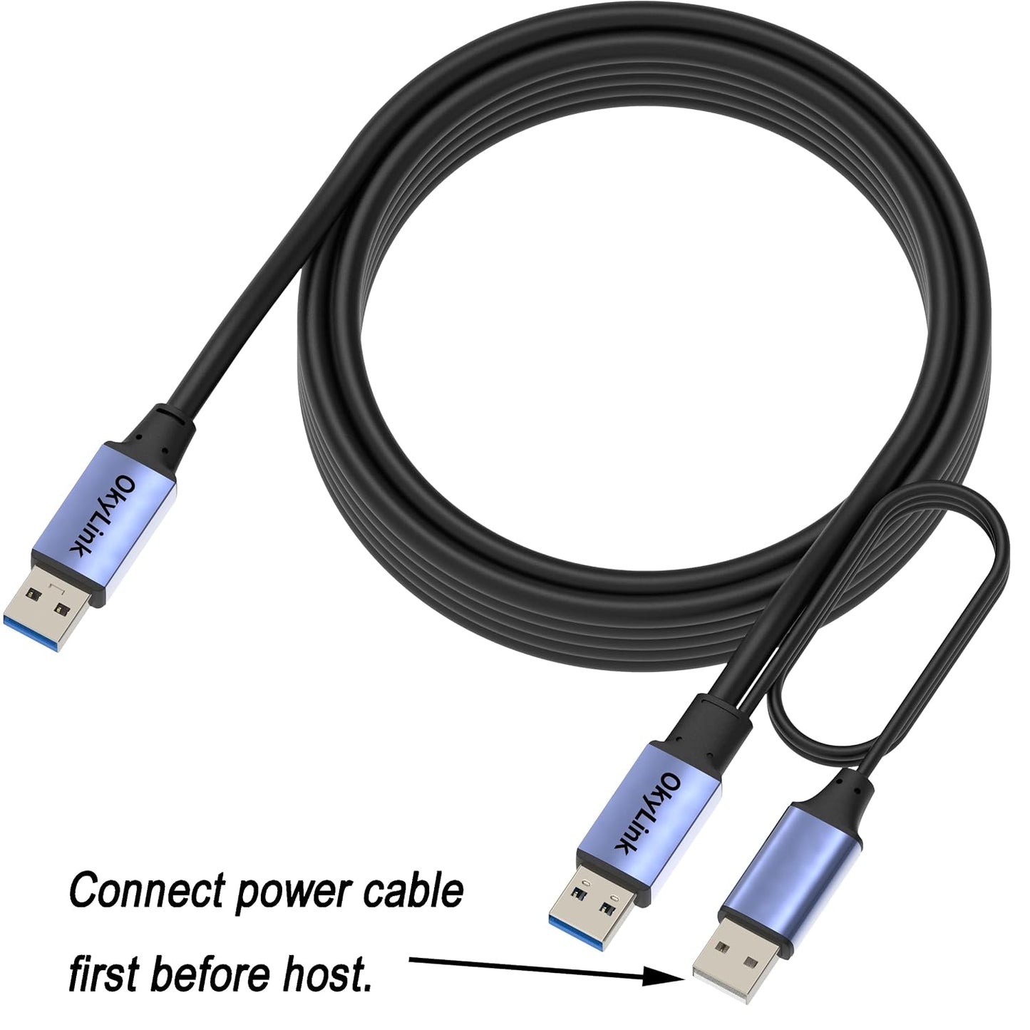 15ft(5M) 3.0/3.2 1 5Gbps OkyLink Active USB Gen Data Cable A Male to A Male Comes with Power Cable for Industrial