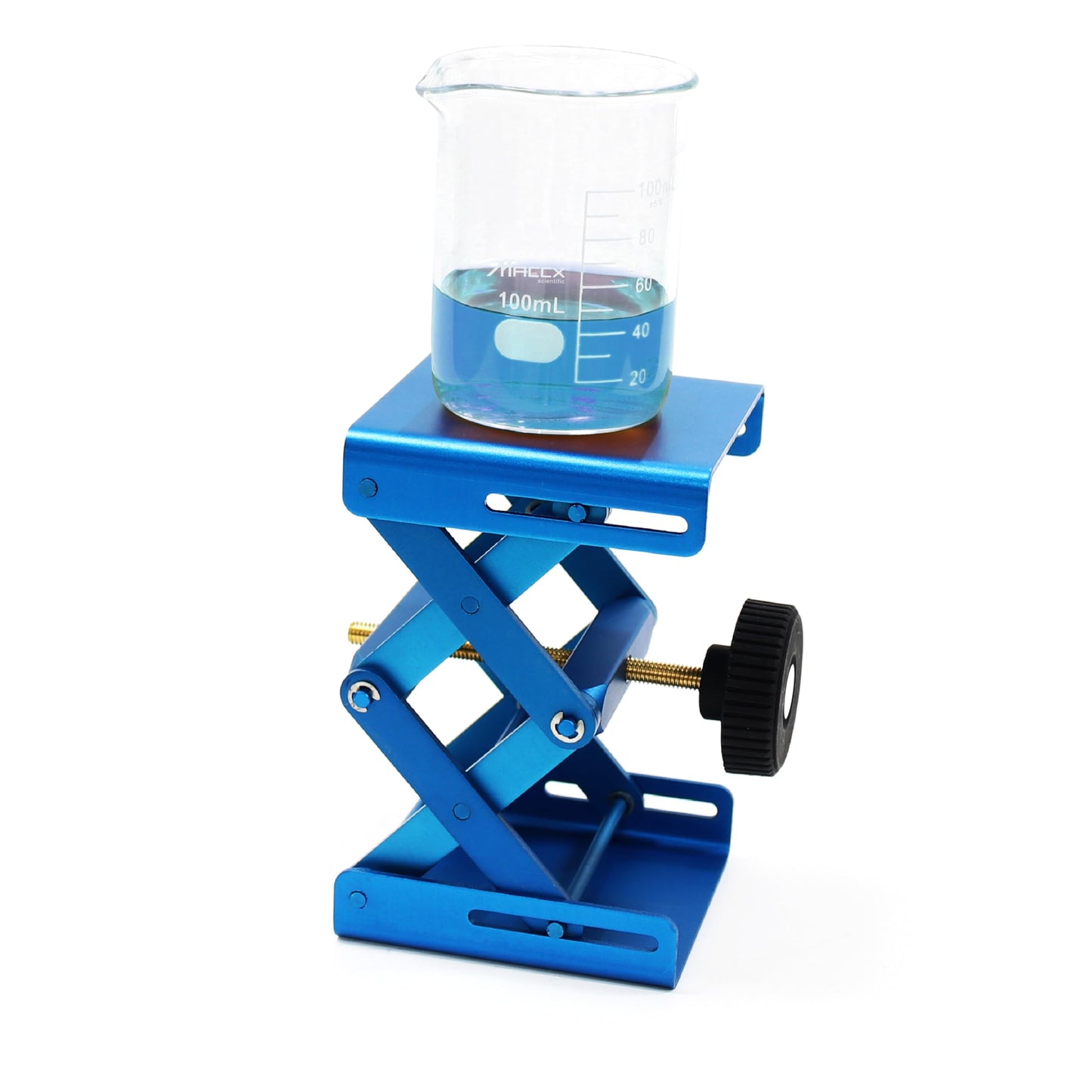 Maccx Lab Support Jack, Blue Color, Aluminum Table, Dim of Platform 3.15"x3", Max. Height up to 5.5", LSJ080-001