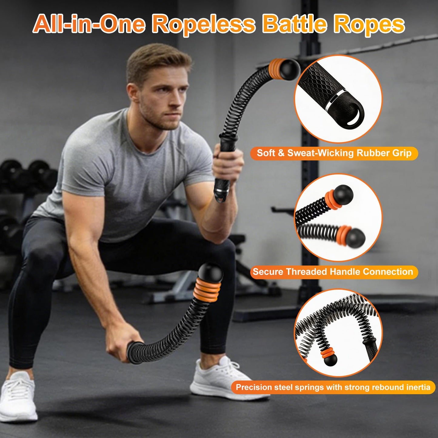 Weighted Cordless Battle Ropes - Adjustable Resistance and Portable Ropeless Battle Ropes with Non Slip Handle - Low-Noise Exercise Rope for Instant Effective Workouts Anytime (Pink)